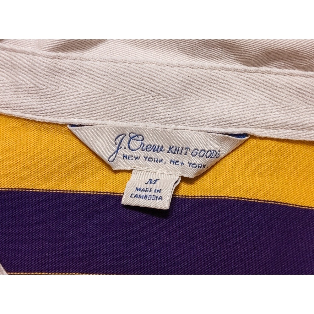 J CREW Long Sleeve Rugby Polo Shirt BE890 Yellow Purple Striped Medium M - Picture 2 of 10
